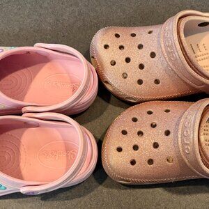 Lot of 2 Girls Slides: Crocs Kids J1/Skechers..one size smaller